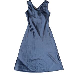 White House Black Market Women's Midi Satin Slip Dress Blue Size 6, 10 or 12